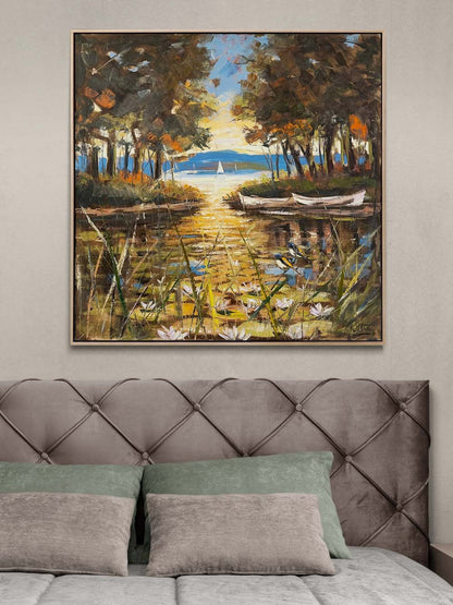 Sonbaharda Nilüferler Yağlı Boya Tablosu