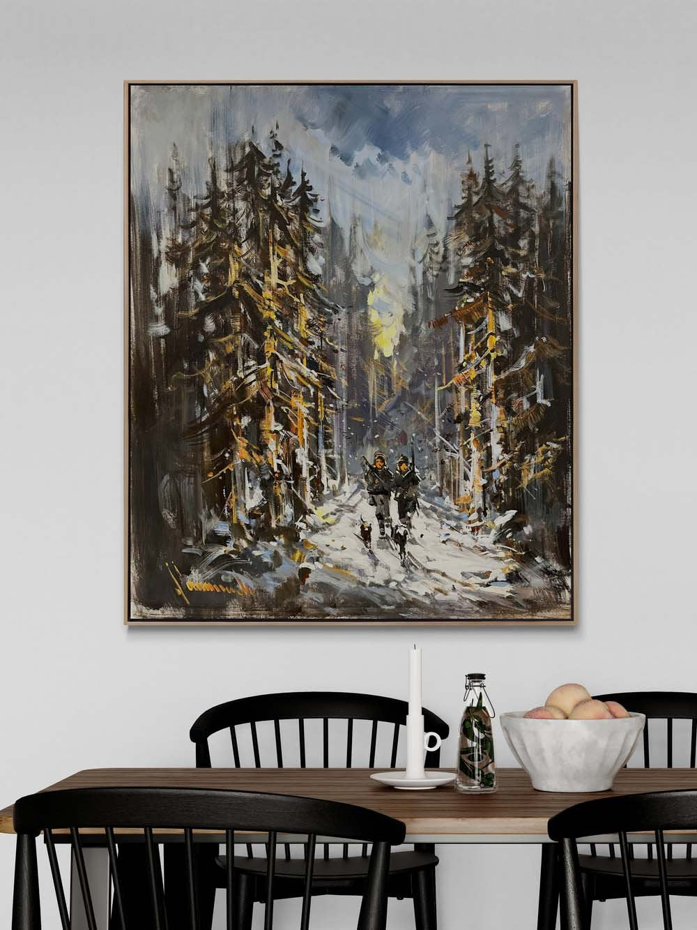 Av ve Kışın Gölgeler Yağlı Boya Tablosu