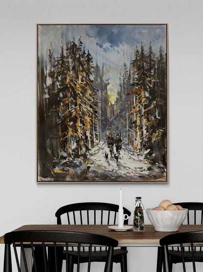 Av ve Kışın Gölgeler Yağlı Boya Tablosu