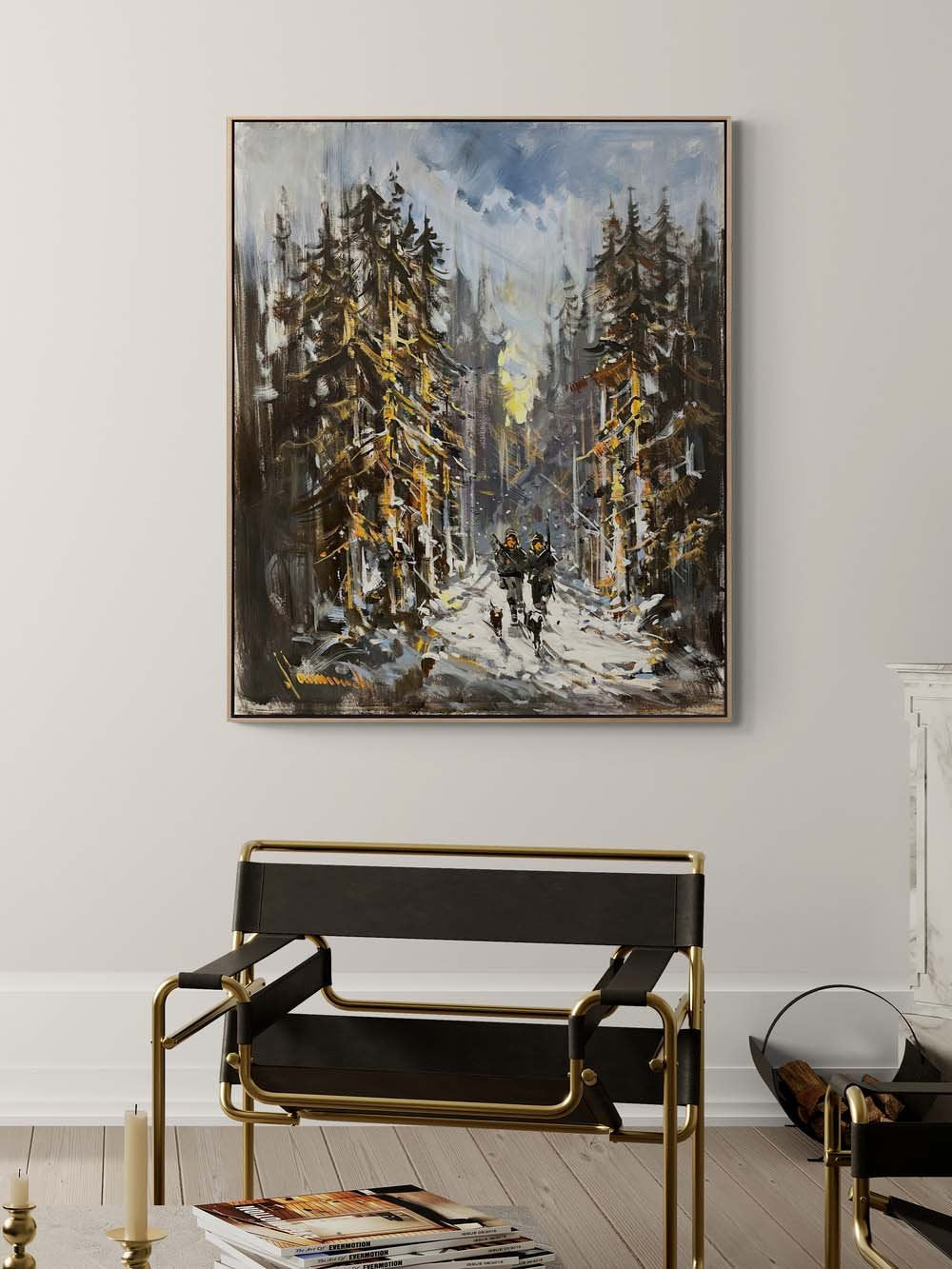 Av ve Kışın Gölgeler Yağlı Boya Tablosu