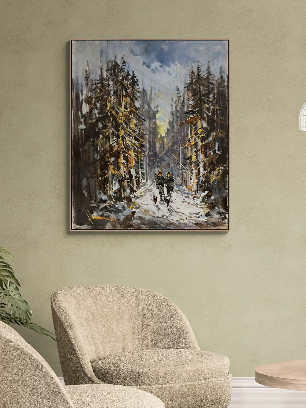 Av ve Kışın Gölgeler Yağlı Boya Tablosu