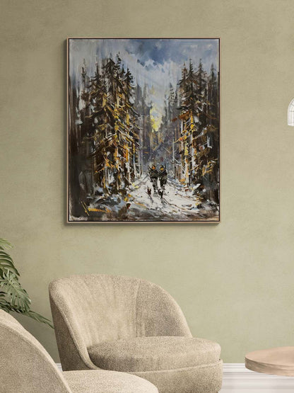 Av ve Kışın Gölgeler Yağlı Boya Tablosu