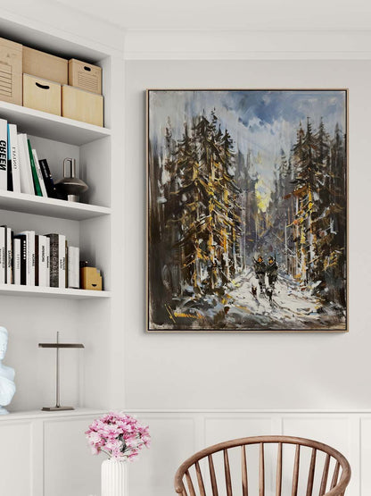 Av ve Kışın Gölgeler Yağlı Boya Tablosu