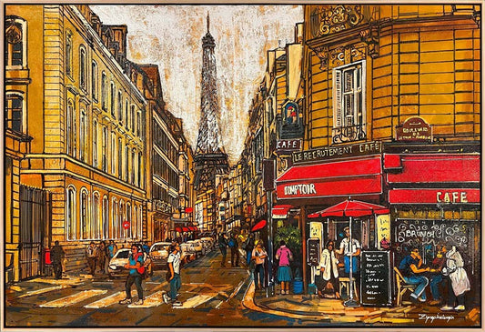 Paris'de Cadde Işıkları Yağlı Boya Tablosu