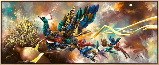 Buğdayla Yükselen Simurg Yağlı Boya Tablosu