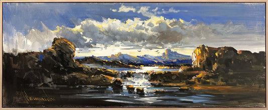 Tepelerin Ardındaki Gün Yağlı Boya Tablosu