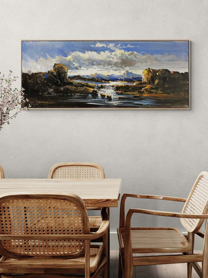 Tepelerin Ardındaki Gün Yağlı Boya Tablosu