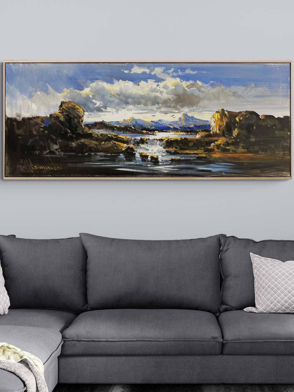 Tepelerin Ardındaki Gün Yağlı Boya Tablosu