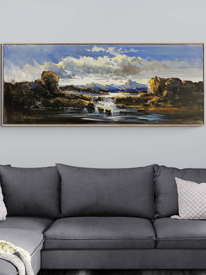 Tepelerin Ardındaki Gün Yağlı Boya Tablosu