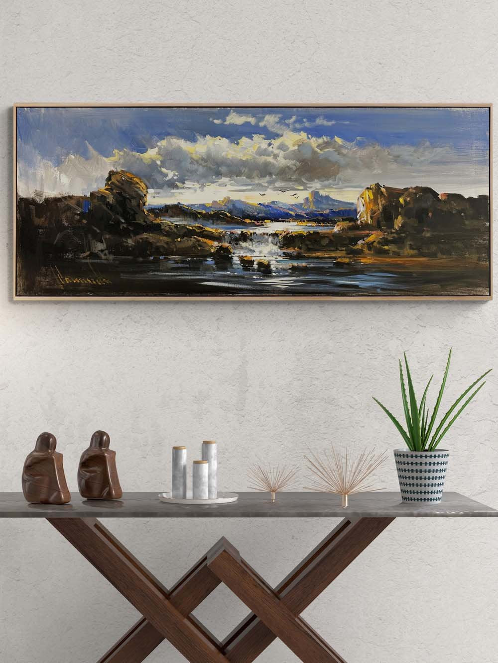 Tepelerin Ardındaki Gün Yağlı Boya Tablosu