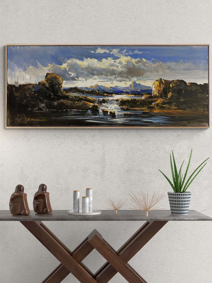 Tepelerin Ardındaki Gün Yağlı Boya Tablosu