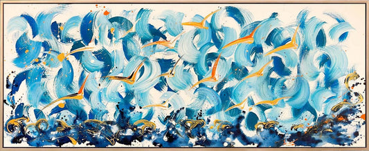 Renkli Kuşların Göçü Yağlı Boya Tablosu