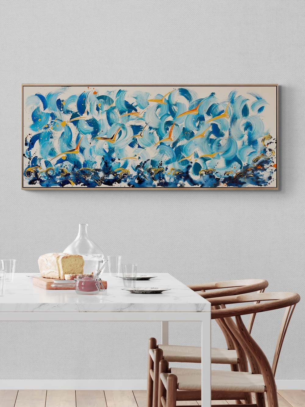 Renkli Kuşların Göçü Yağlı Boya Tablosu