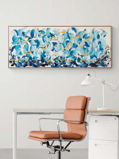 Renkli Kuşların Göçü Yağlı Boya Tablosu