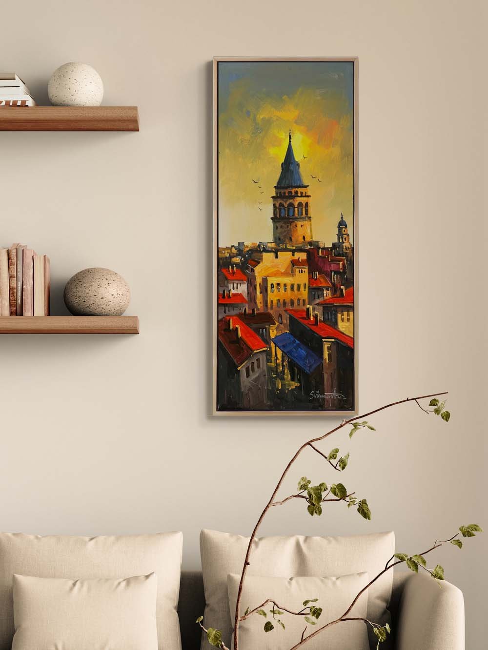 Galata’dan Bakış Yağlı Boya Tablosu