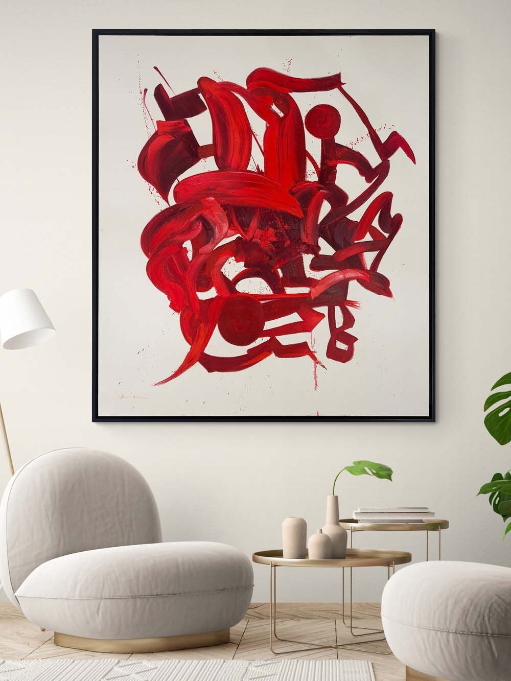 Kırmızı Harmoni Yağlı Boya Tablosu