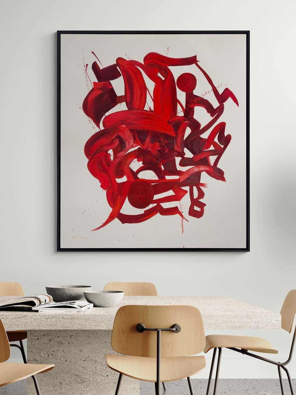 Kırmızı Harmoni Yağlı Boya Tablosu