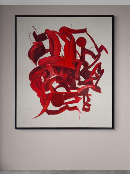 Kırmızı Harmoni Yağlı Boya Tablosu