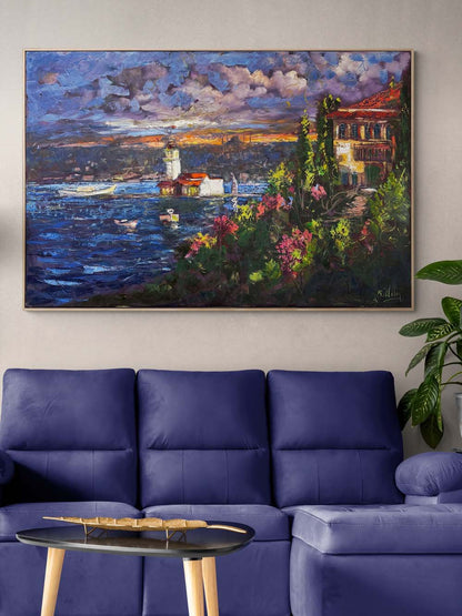 Kız Kulesi'nde Huzur Yağlı Boya Tablosu