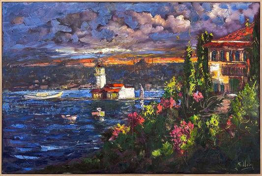 Kız Kulesi'nde Huzur Yağlı Boya Tablosu