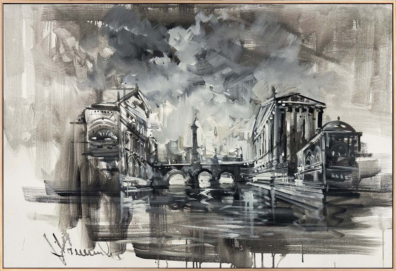 Sisler Arasında Şehir Yağlı Boya Tablosu