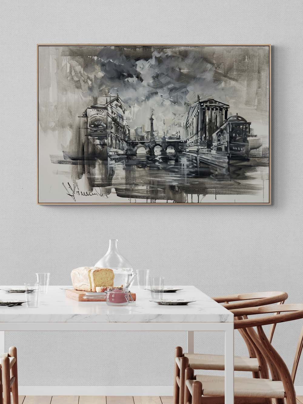 Sisler Arasında Şehir Yağlı Boya Tablosu