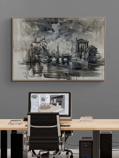 Sisler Arasında Şehir Yağlı Boya Tablosu