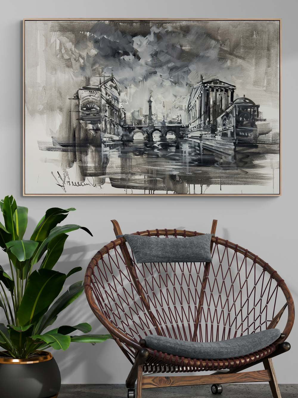 Sisler Arasında Şehir Yağlı Boya Tablosu