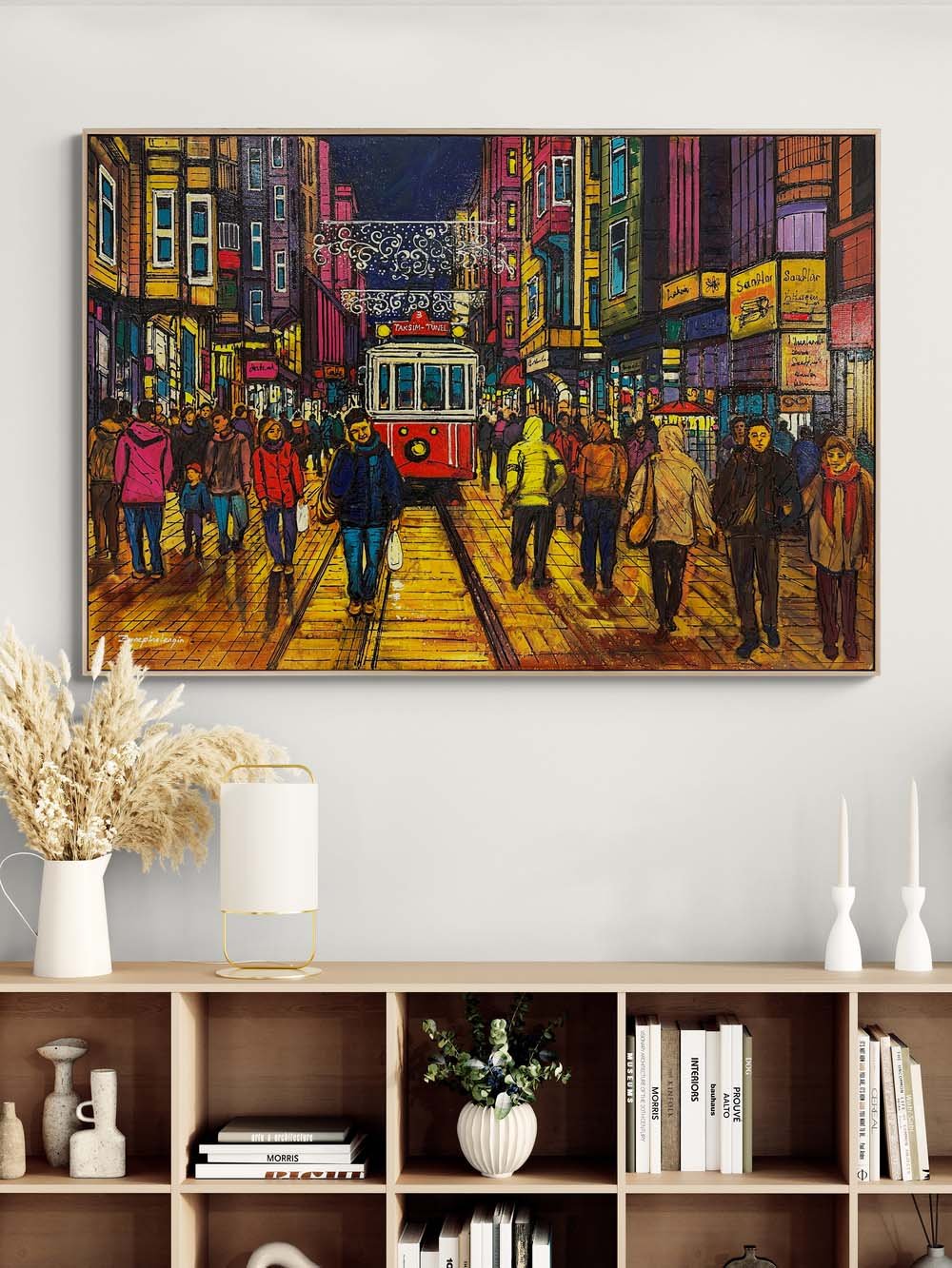 İstiklal Caddesi Kalabalığı Yağlı Boya Tablosu