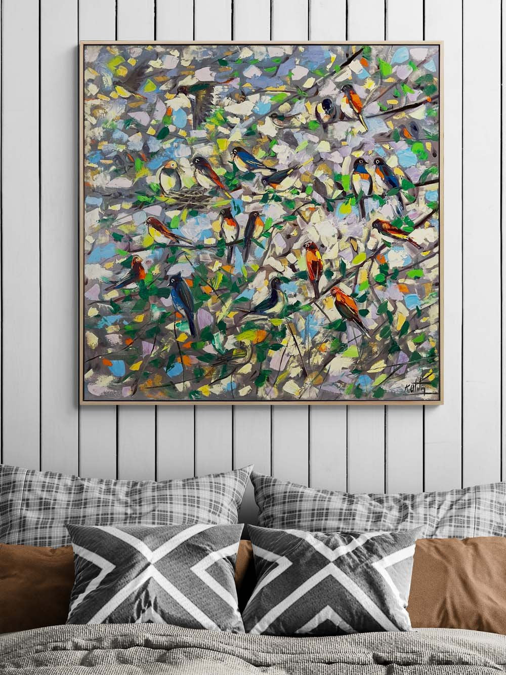 Daldaki Kırlagıçlar Yağlı Boya Tablosu