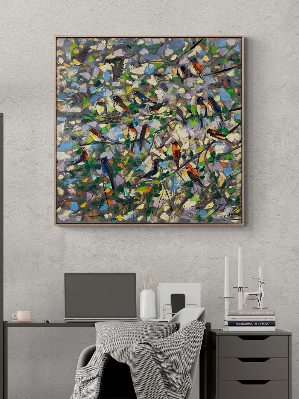 Daldaki Kırlagıçlar Yağlı Boya Tablosu