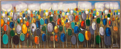 Renkli Sazlıkta Kuşlar Yağlı Boya Tablosu