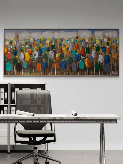 Renkli Sazlıkta Kuşlar Yağlı Boya Tablosu