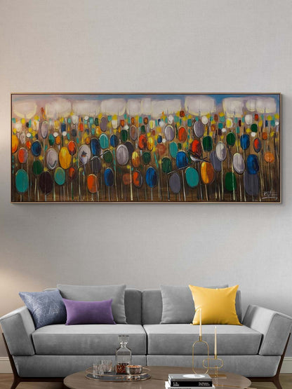 Renkli Sazlıkta Kuşlar Yağlı Boya Tablosu