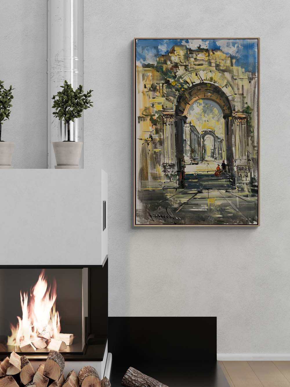 Antik Şehirde Gezi Yağlı Boya Tablosu