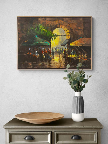 Pazarda Bir Sabah Yağlı Boya Tablosu