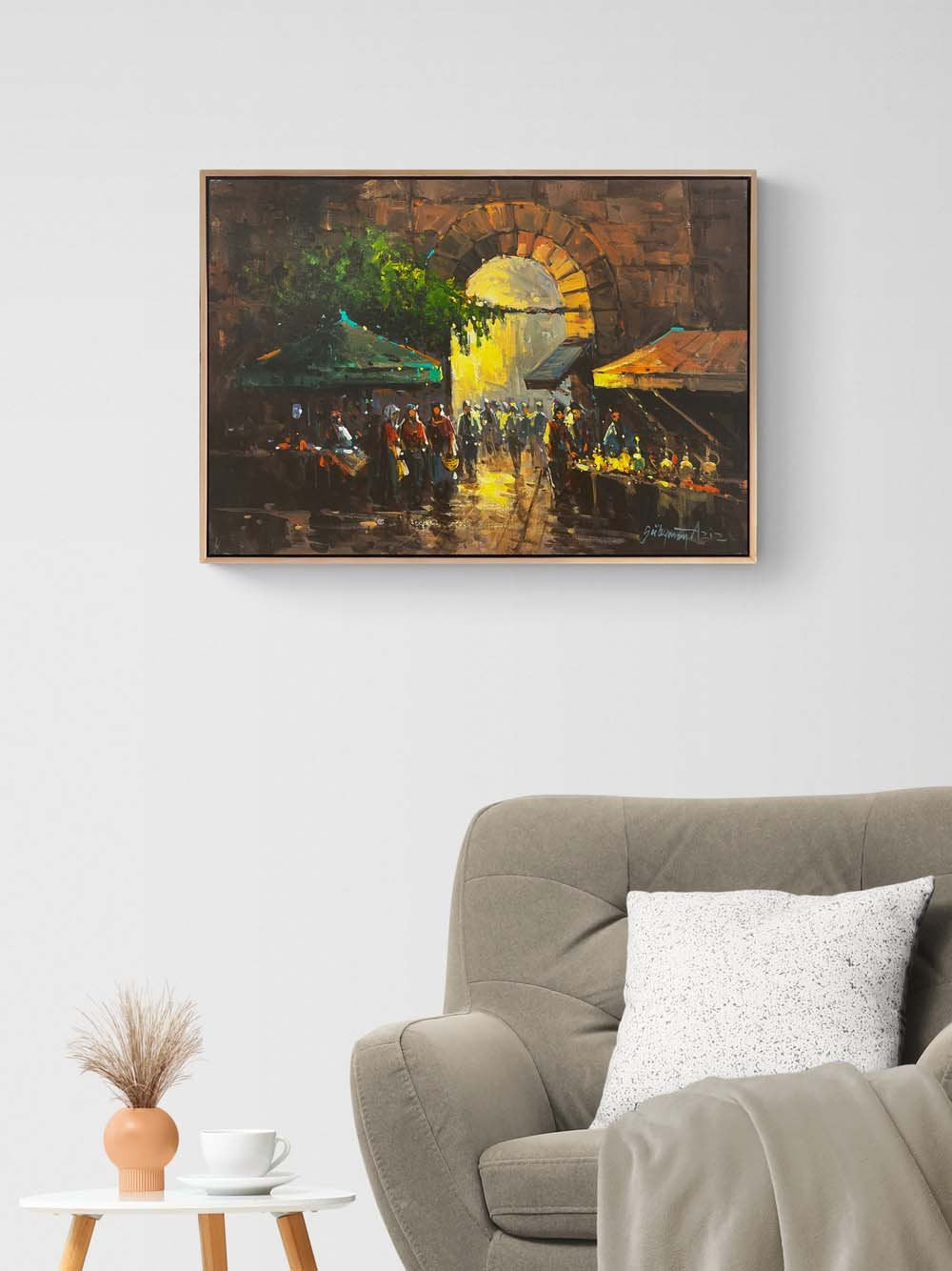 Pazarda Bir Sabah Yağlı Boya Tablosu