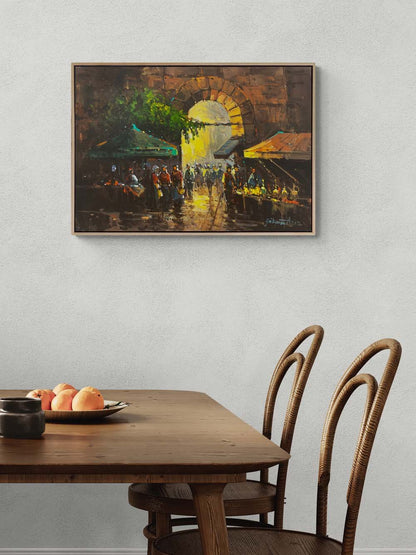 Pazarda Bir Sabah Yağlı Boya Tablosu