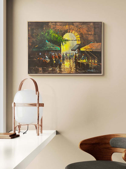 Pazarda Bir Sabah Yağlı Boya Tablosu