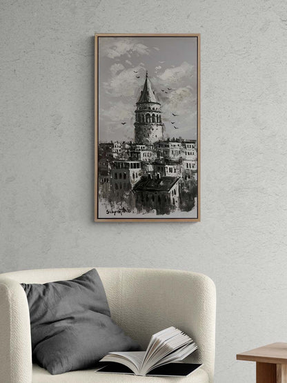 Galata Kulesi'nde İzler Yağlı Boya Tablosu