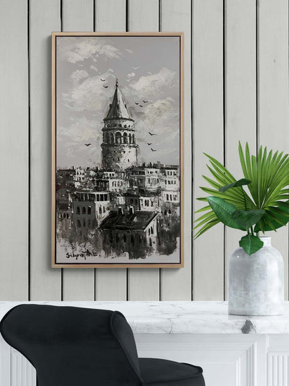 Galata Kulesi'nde İzler Yağlı Boya Tablosu