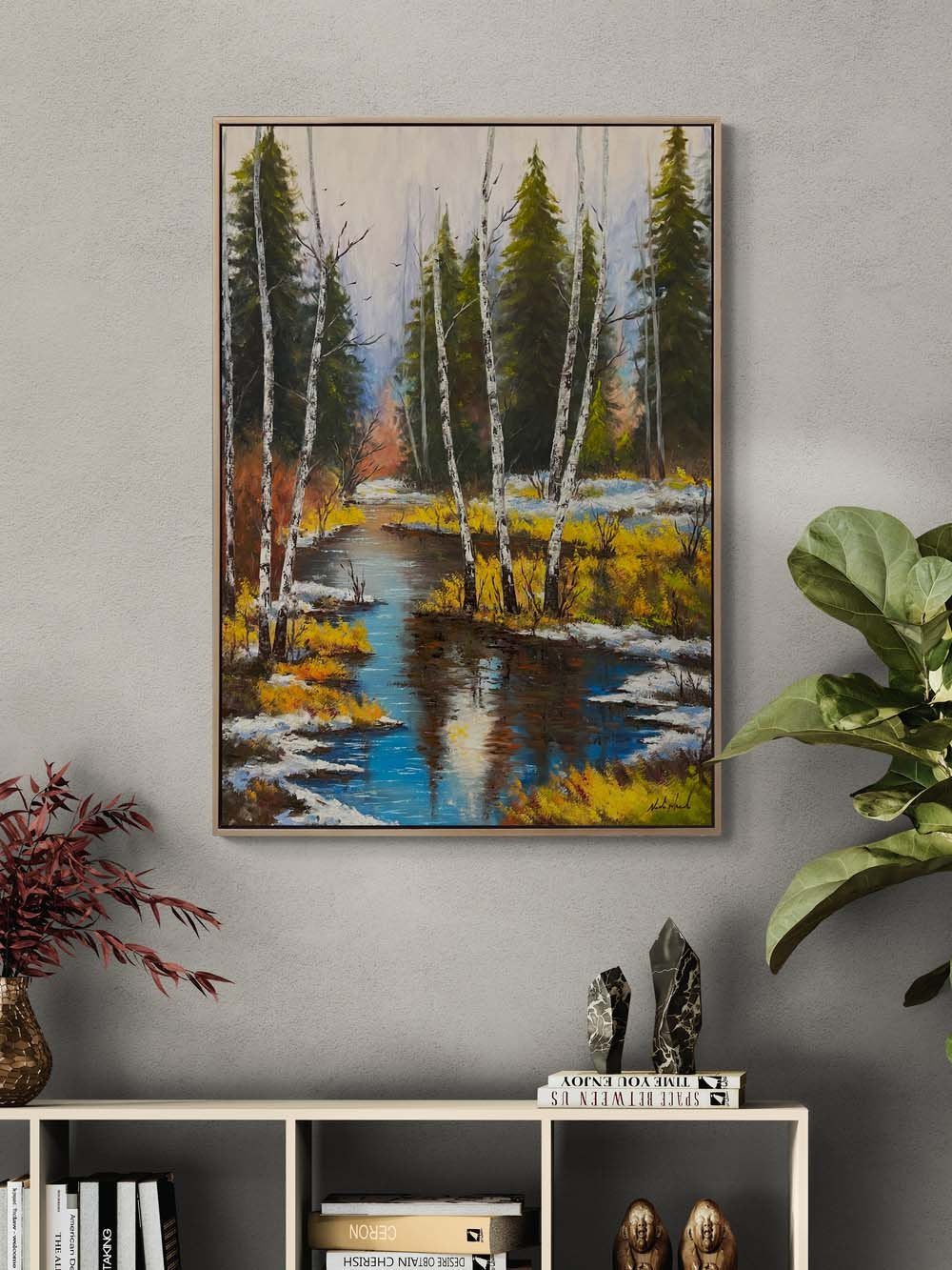 Karla Kucaklaşan Huzur Yağlı Boya Tablosu