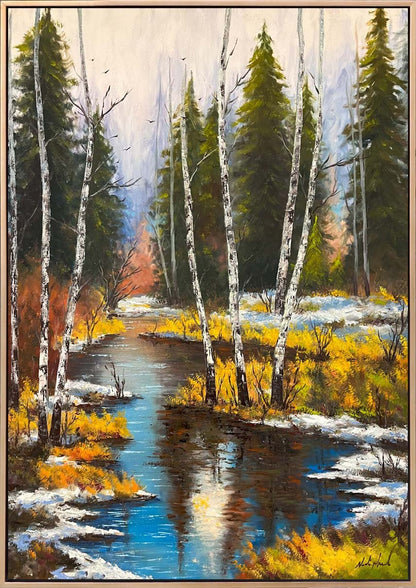 Karla Kucaklaşan Huzur Yağlı Boya Tablosu