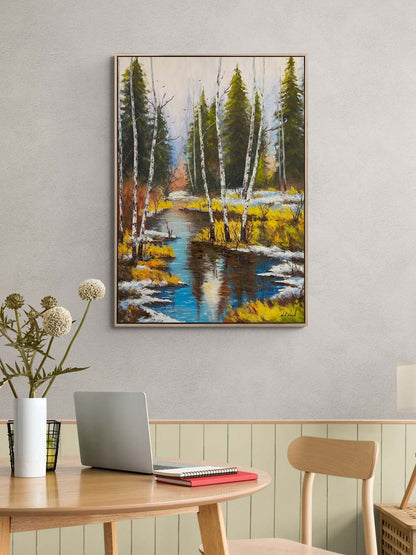 Karla Kucaklaşan Huzur Yağlı Boya Tablosu