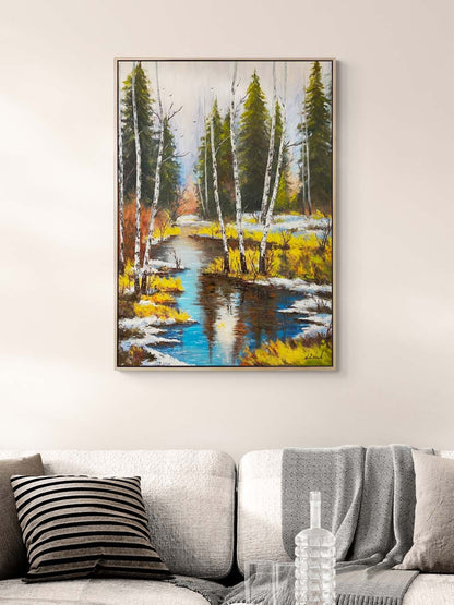 Karla Kucaklaşan Huzur Yağlı Boya Tablosu