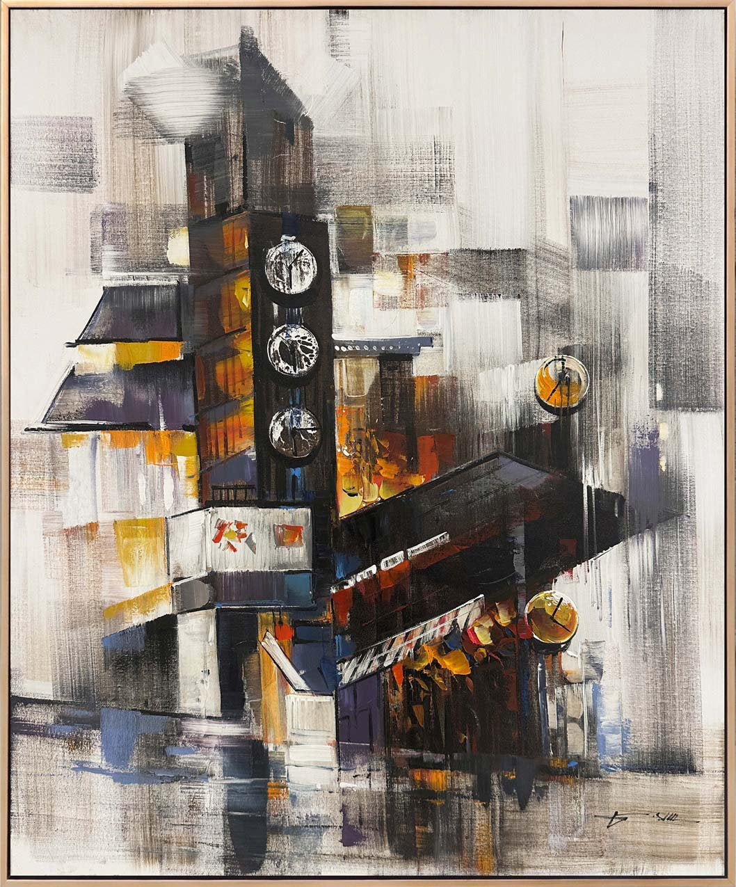 Modern Saat Kulesi Yağlı Boya Tablosu