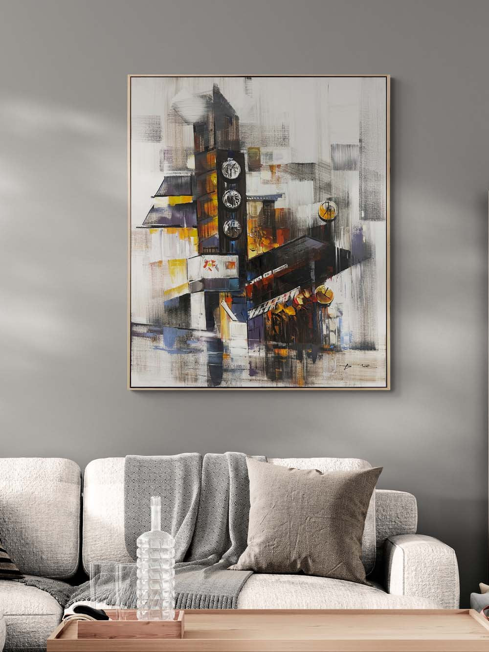 Modern Saat Kulesi Yağlı Boya Tablosu