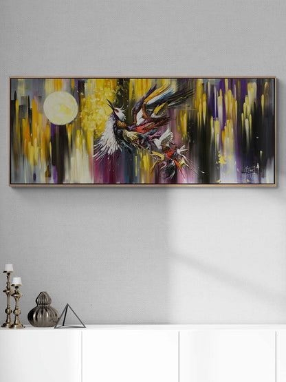 Dolunay'da Simurg Kuşu Yağlı Boya Tablosu