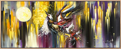 Dolunay'da Simurg Kuşu Yağlı Boya Tablosu