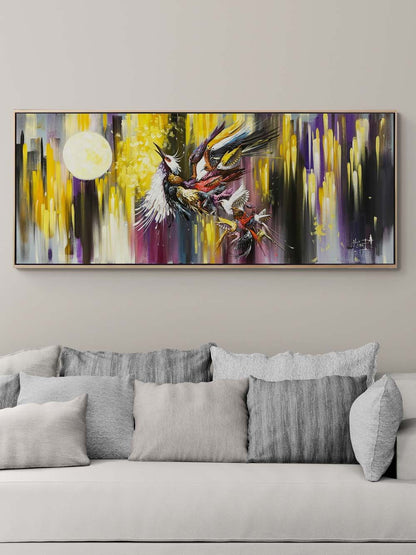 Dolunay'da Simurg Kuşu Yağlı Boya Tablosu